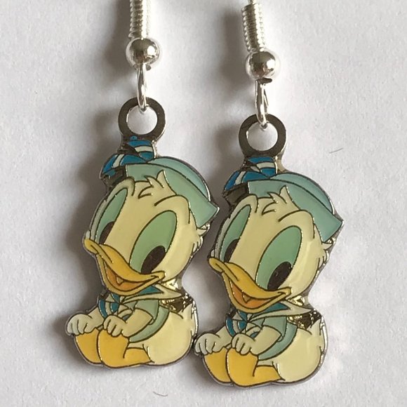 Vintage Disney Donald Duck Earrings Disneyana Signed Charms Disney Babies - Picture 9 of 11